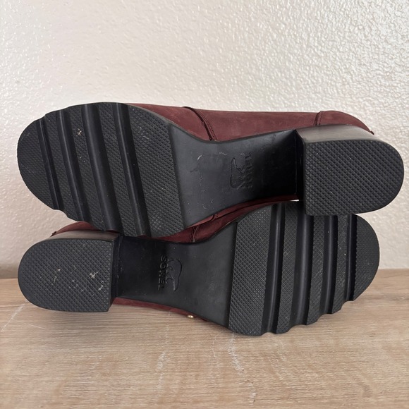 Sorel Addington Chelsea Burgundy Leather Ankle Boots Women US‎ 9 - Picture 7 of 9